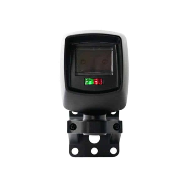 IRB-RET2 retroreflective photoeye with ball-and-socket mount, front view