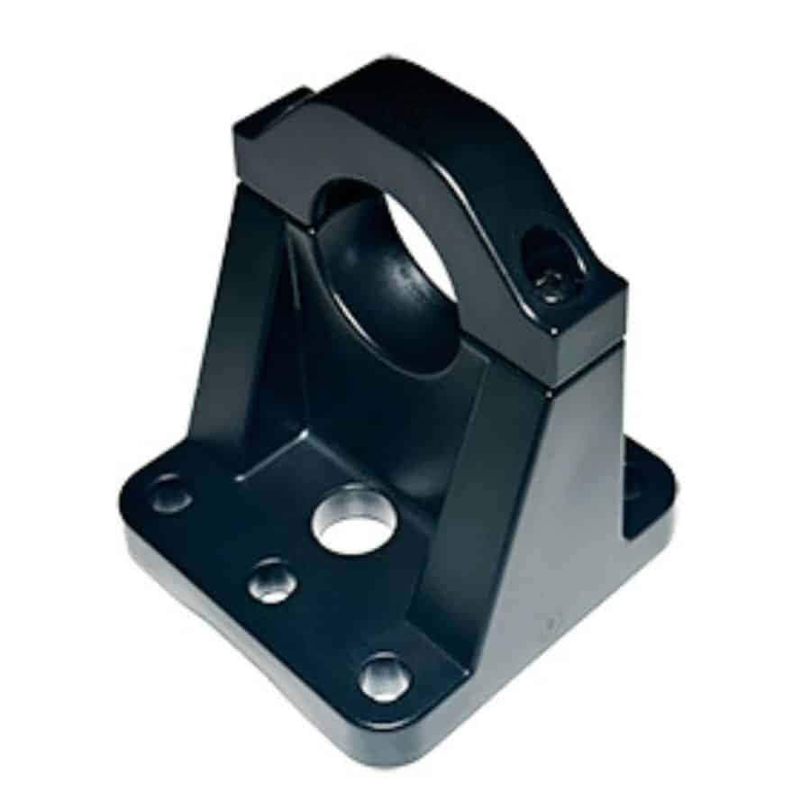 Close-up of the IRB-RET2 ball-and-socket mounting bracket